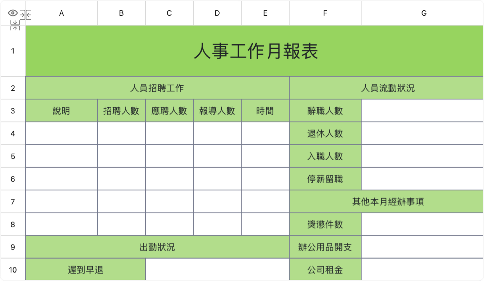 人事工作月报表