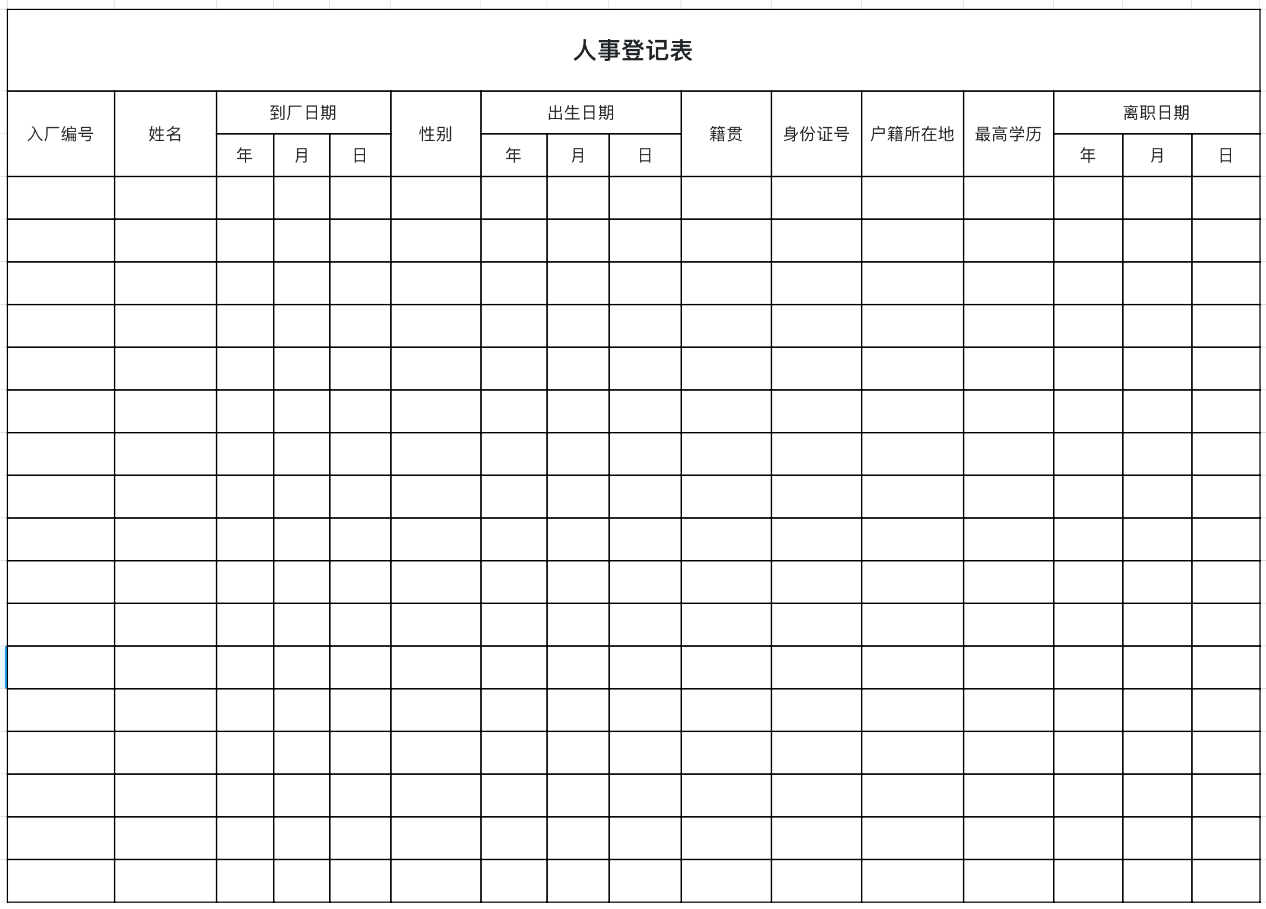 人事登记表