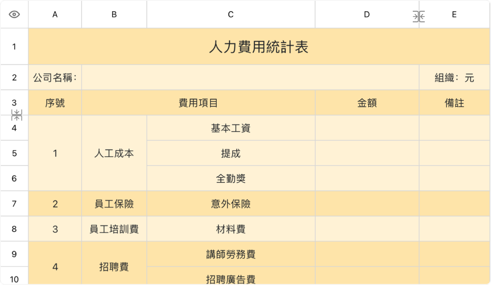人事费用统计表