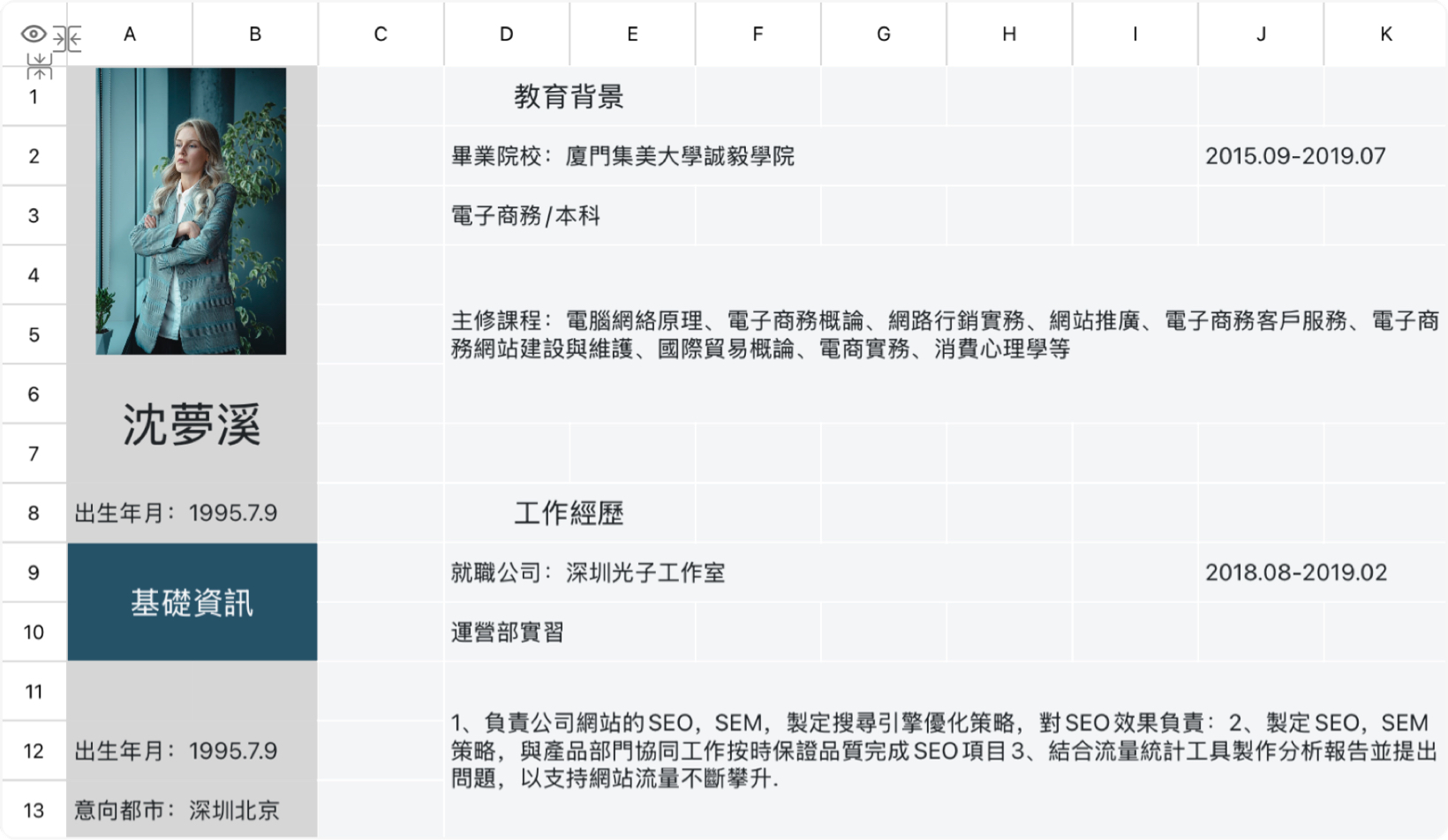 個人簡歷求職