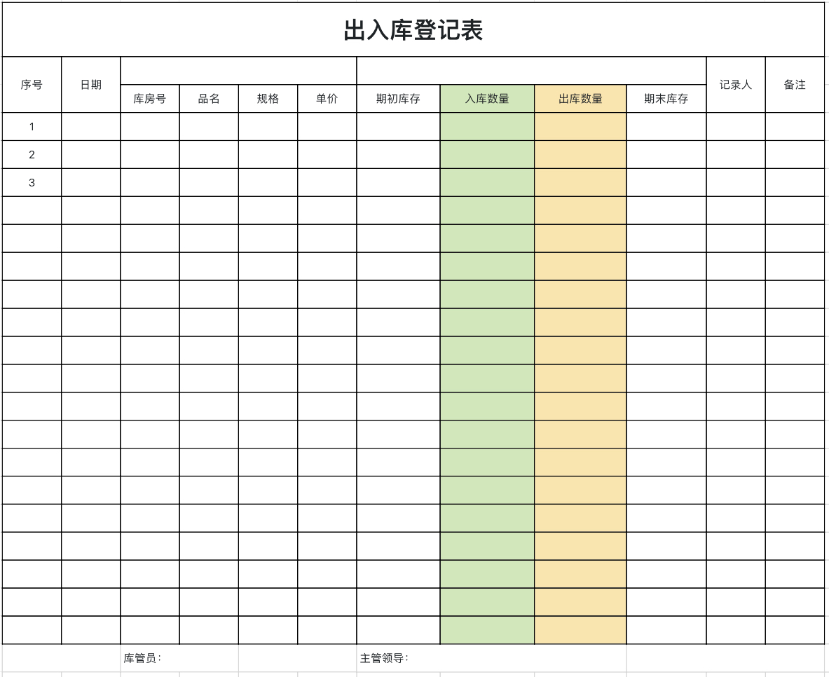出入库登记表