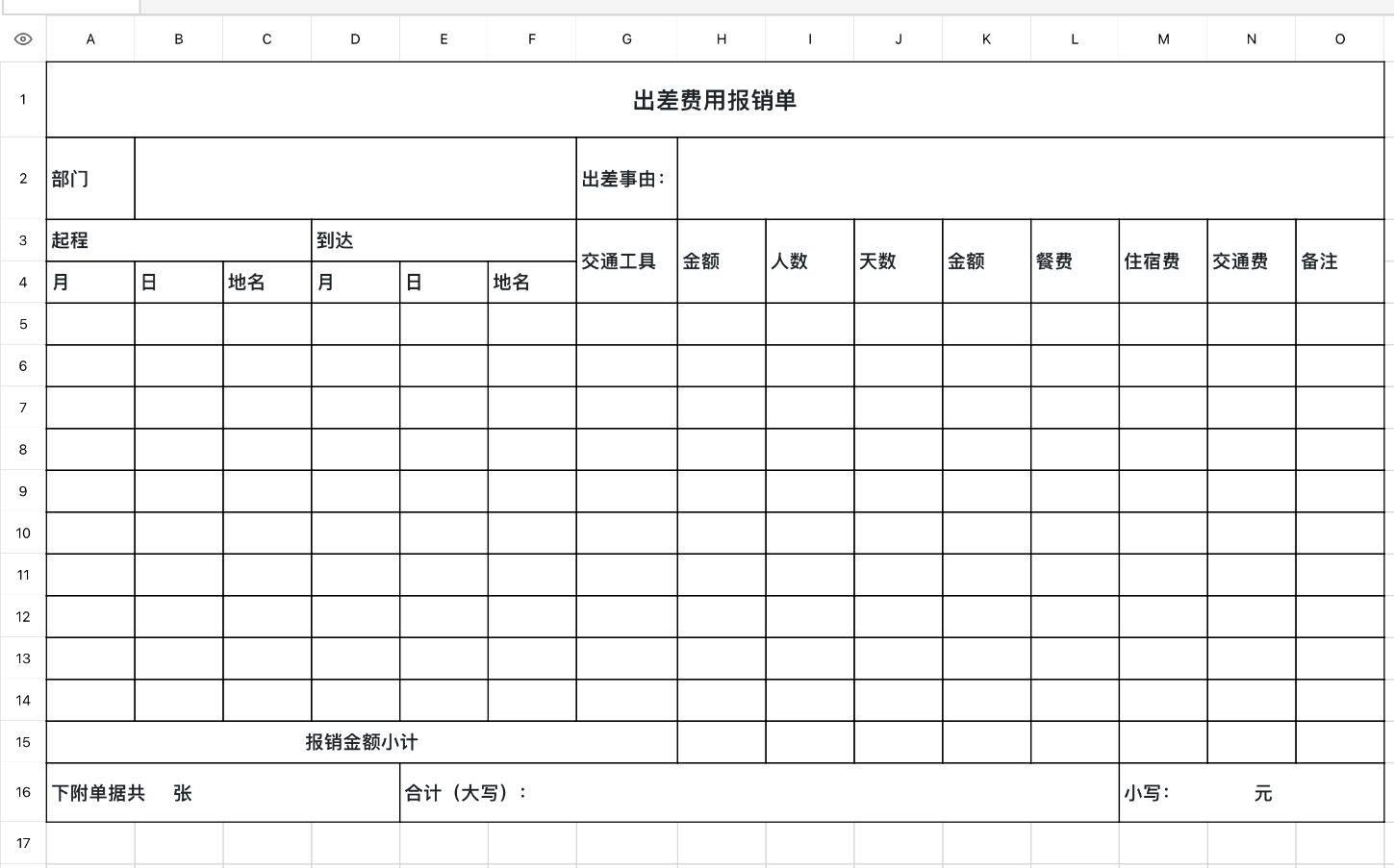 出差费用报销单