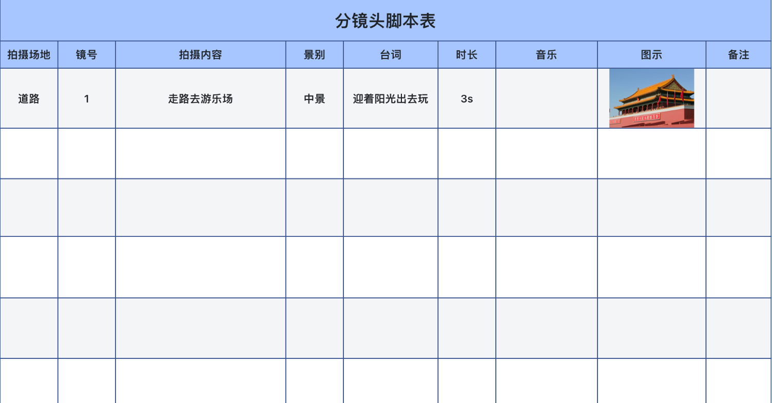 分镜头脚本表