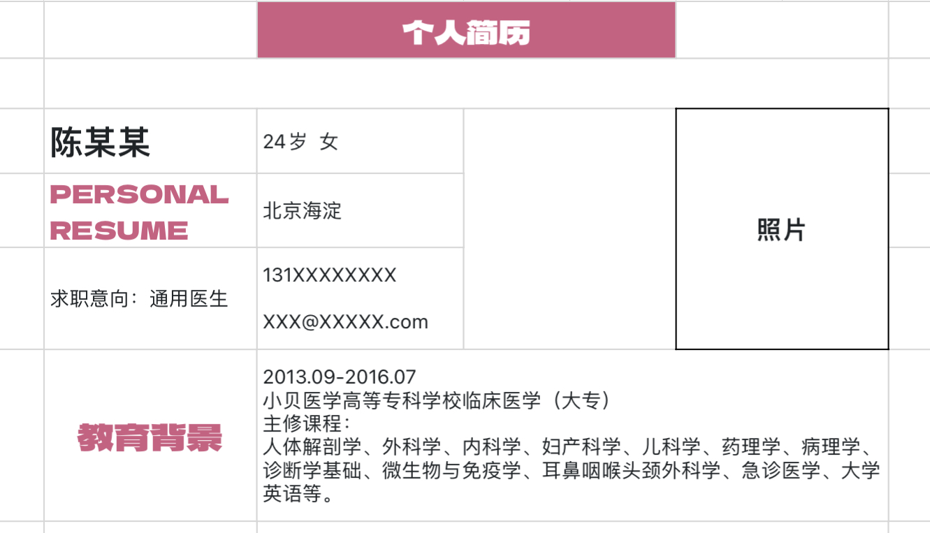 医生求职简历