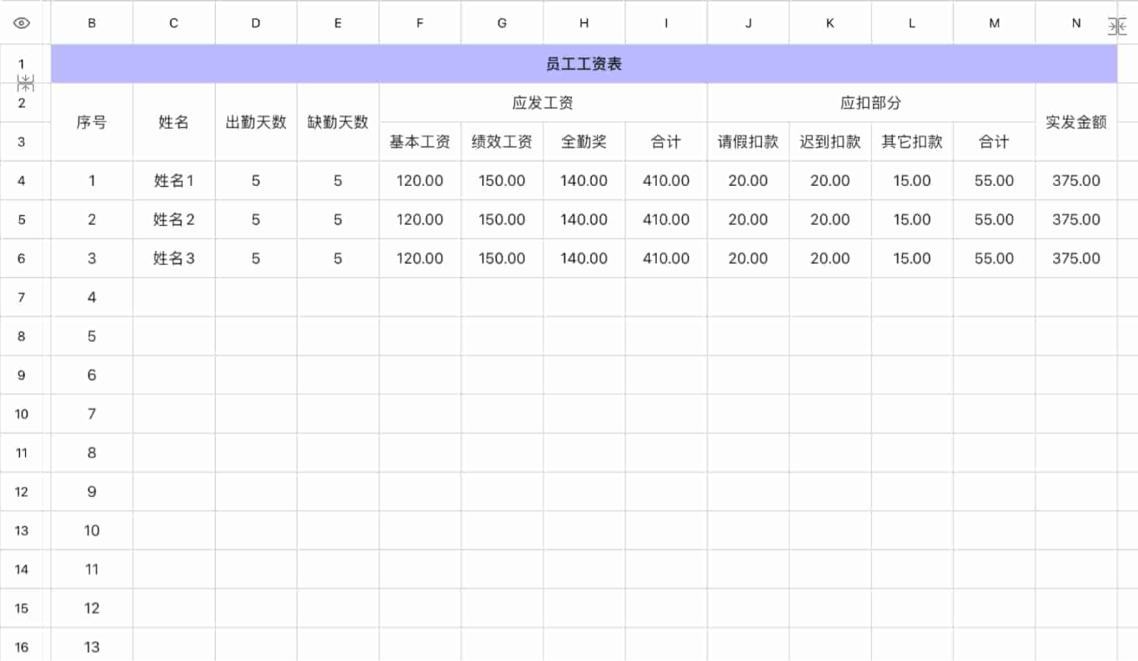 员工工资表5
