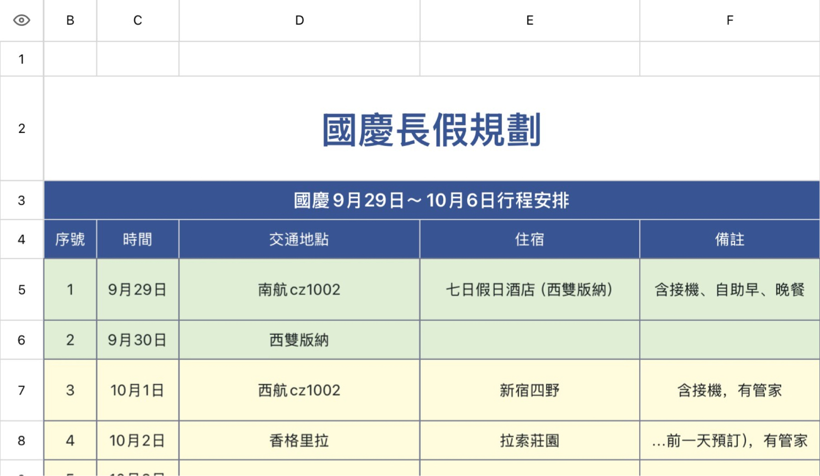 国庆长假规划