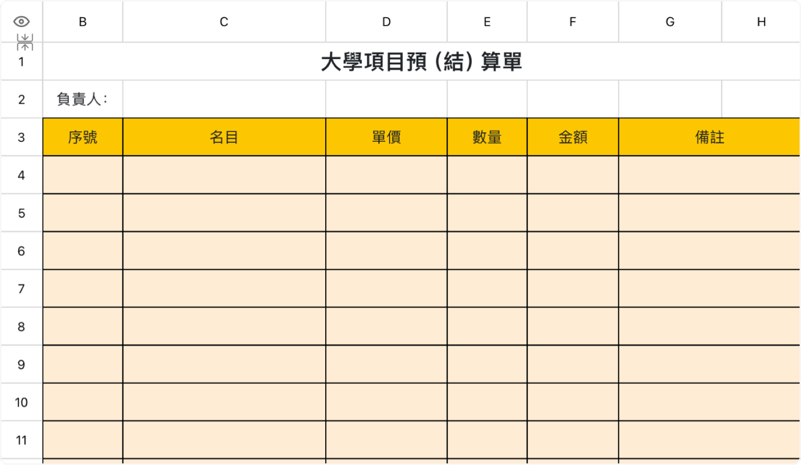 大學項目預（結）算單1