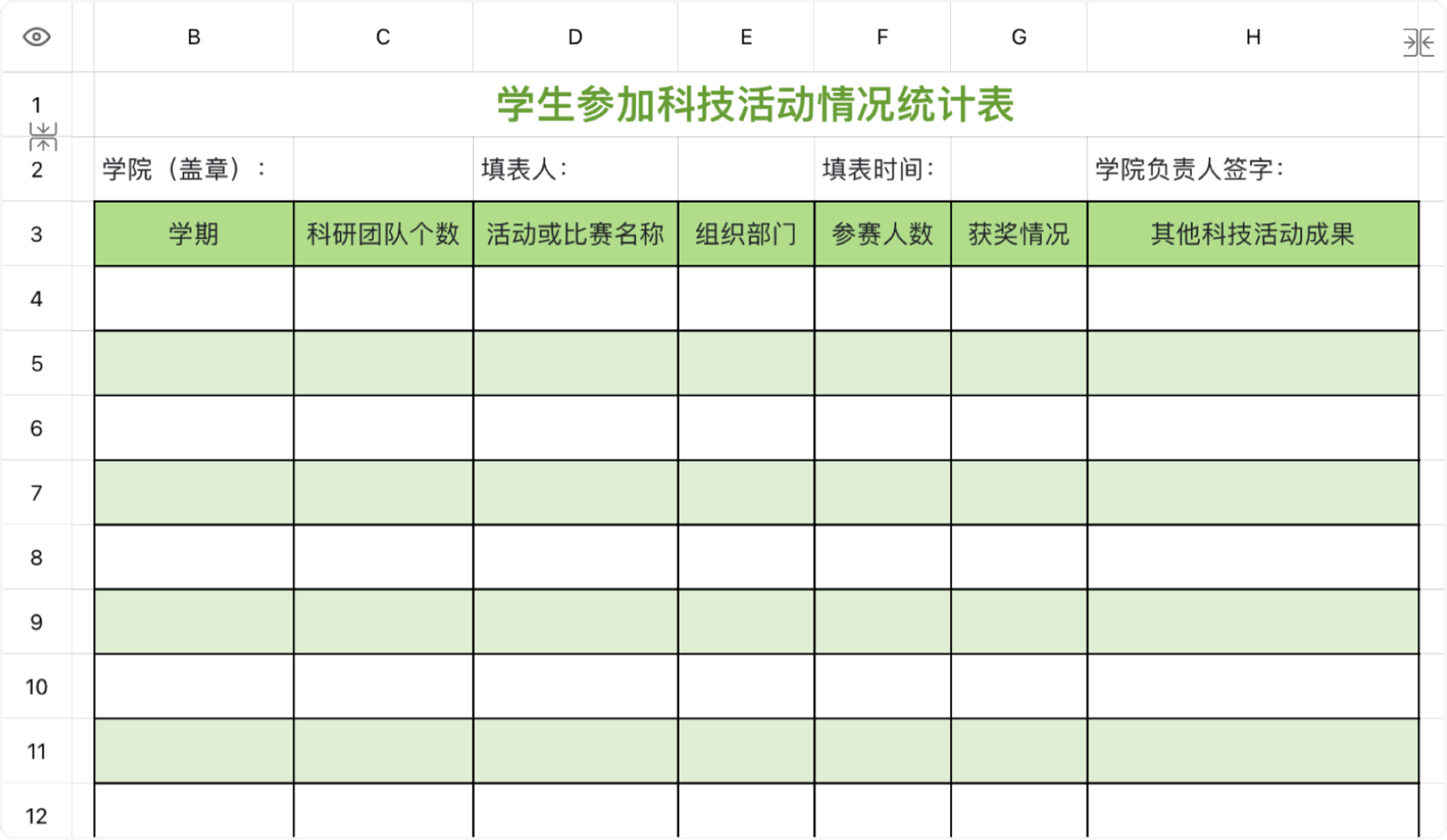 学生参加科技活动情况统计表