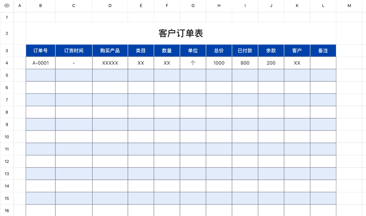 客户订单表