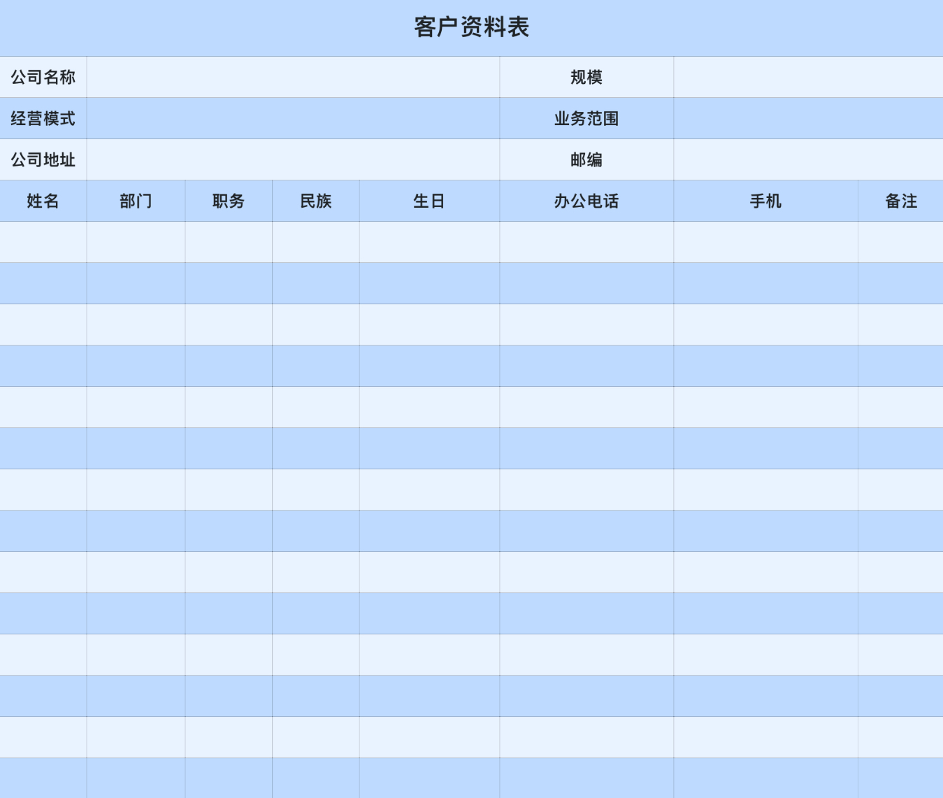 客户资料表