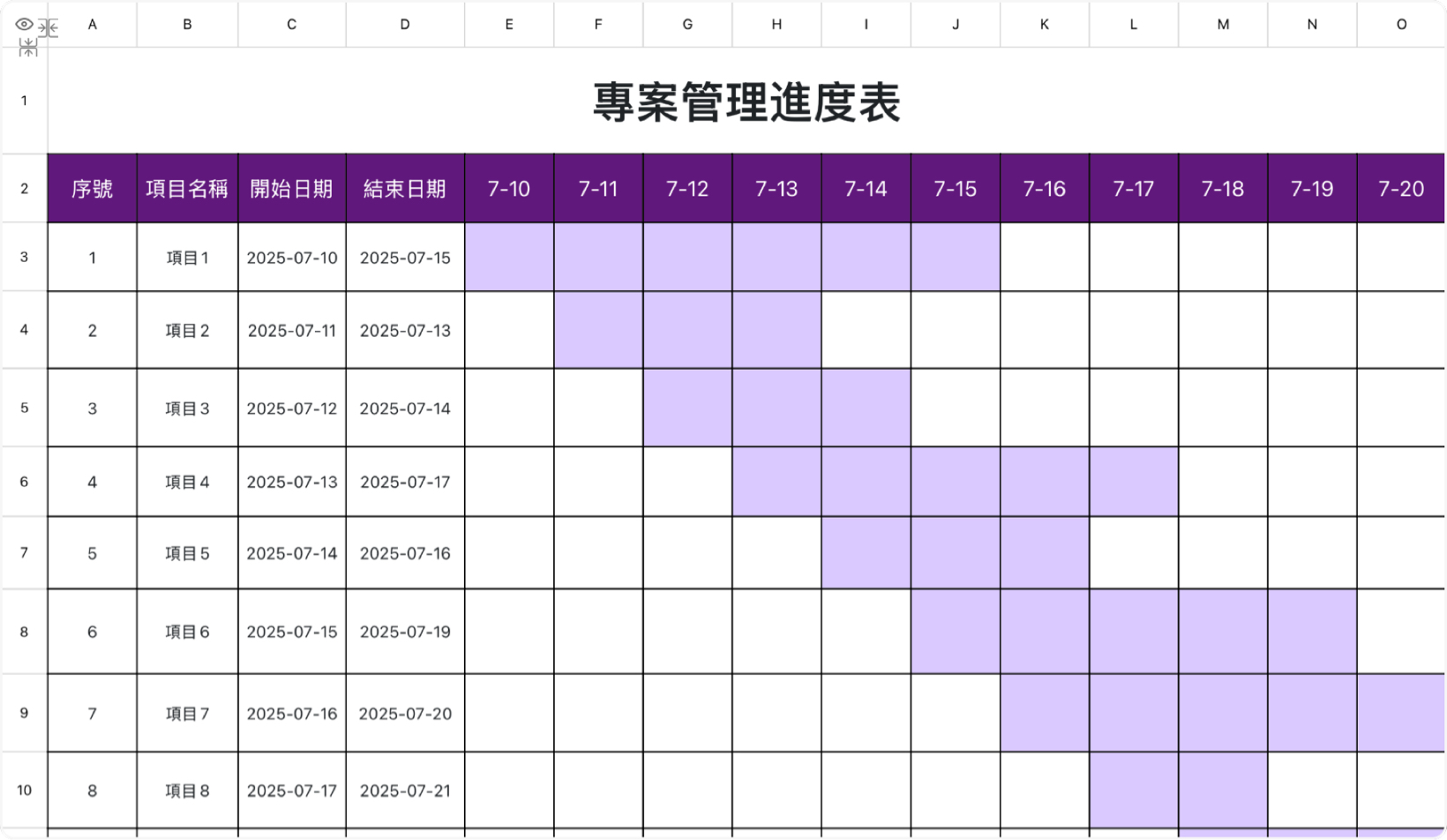 專案管理進度表1