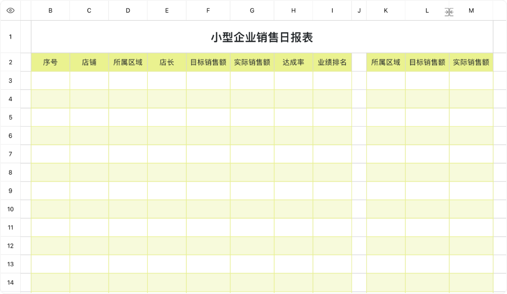 小型企业销售日报表
