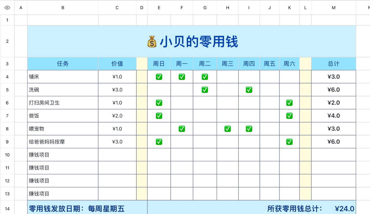 小贝的零用钱