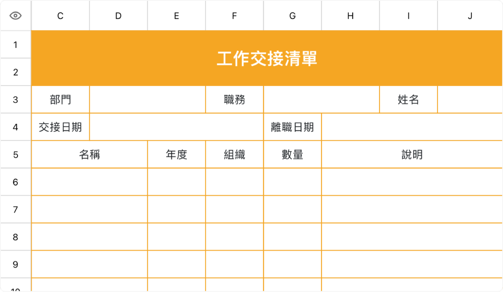 工作交接清單