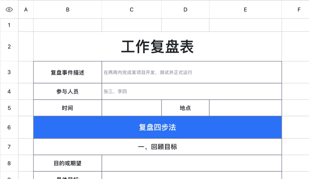 工作复盘表