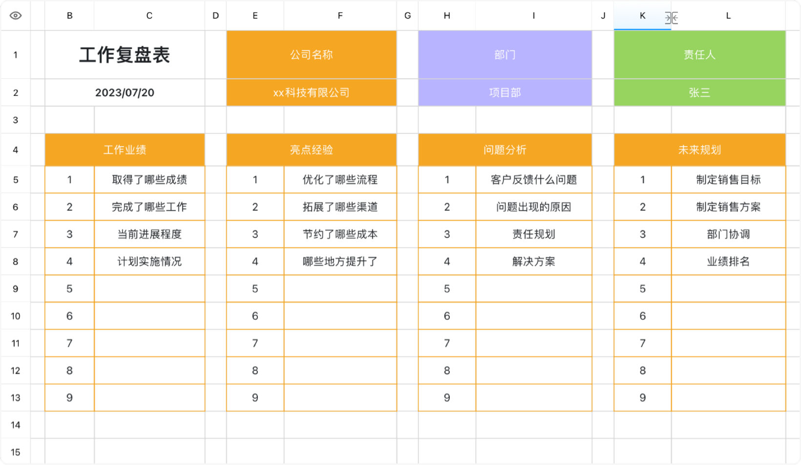 工作复盘表1