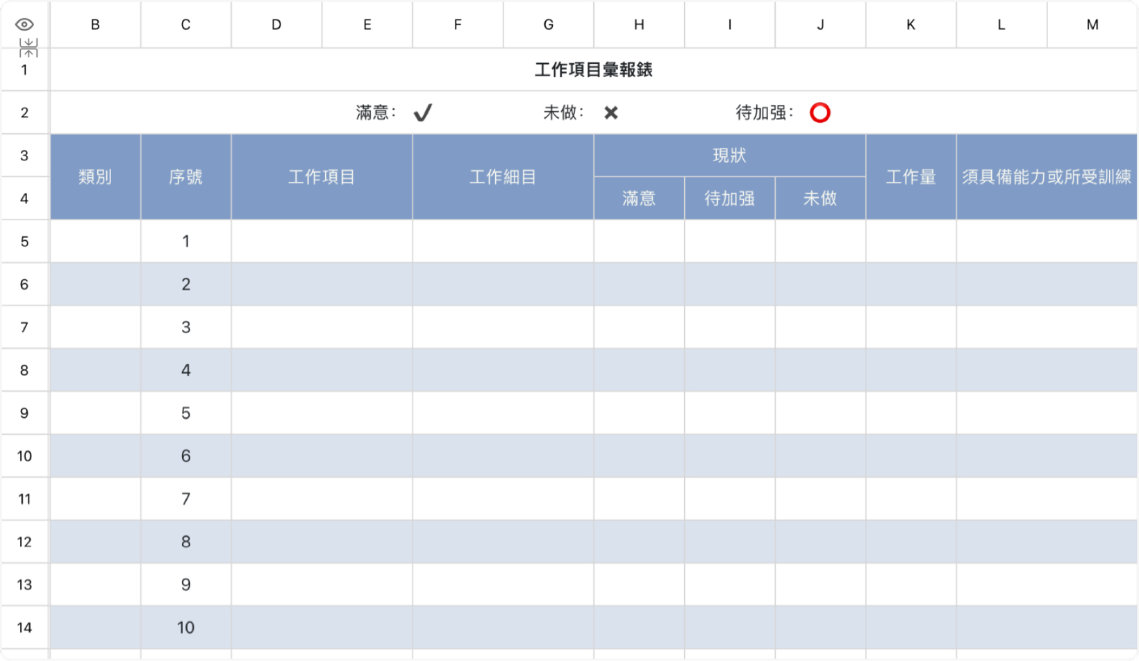 工作项目汇报表
