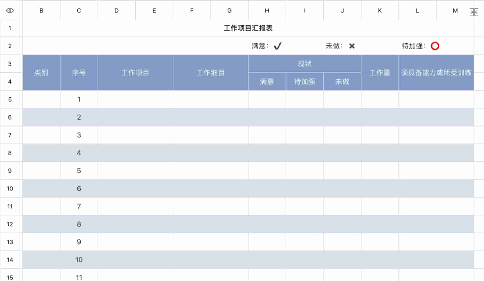 工作项目汇报表