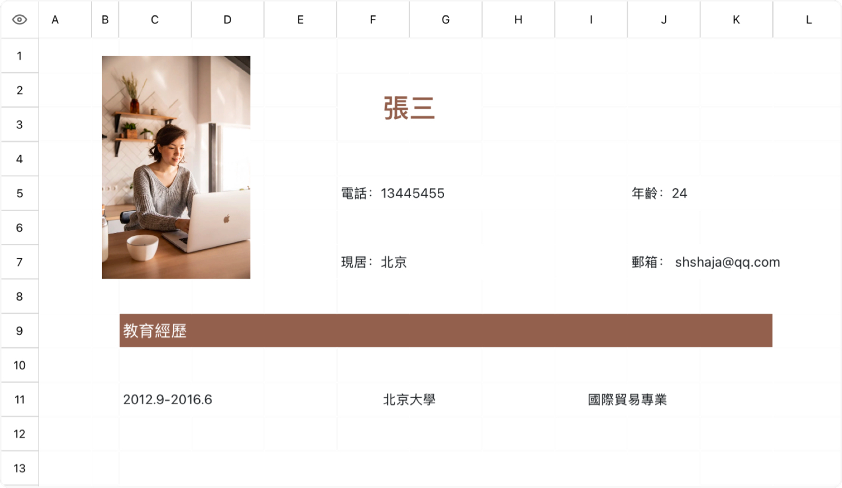 市場行銷簡歷