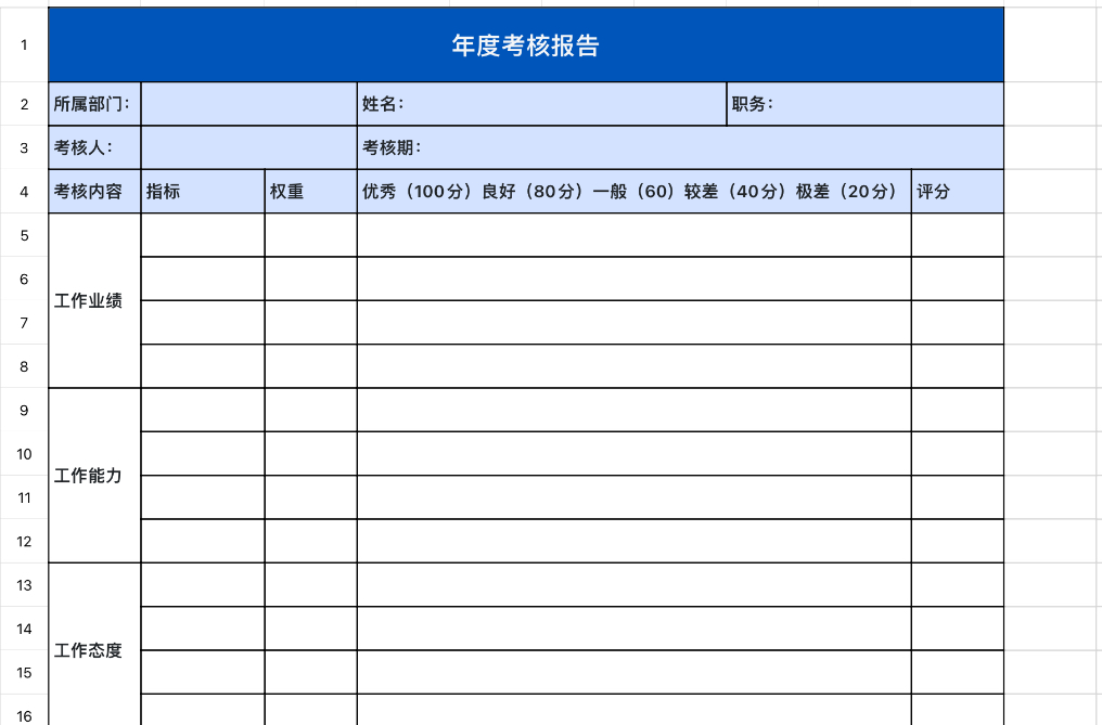 年度考核报告