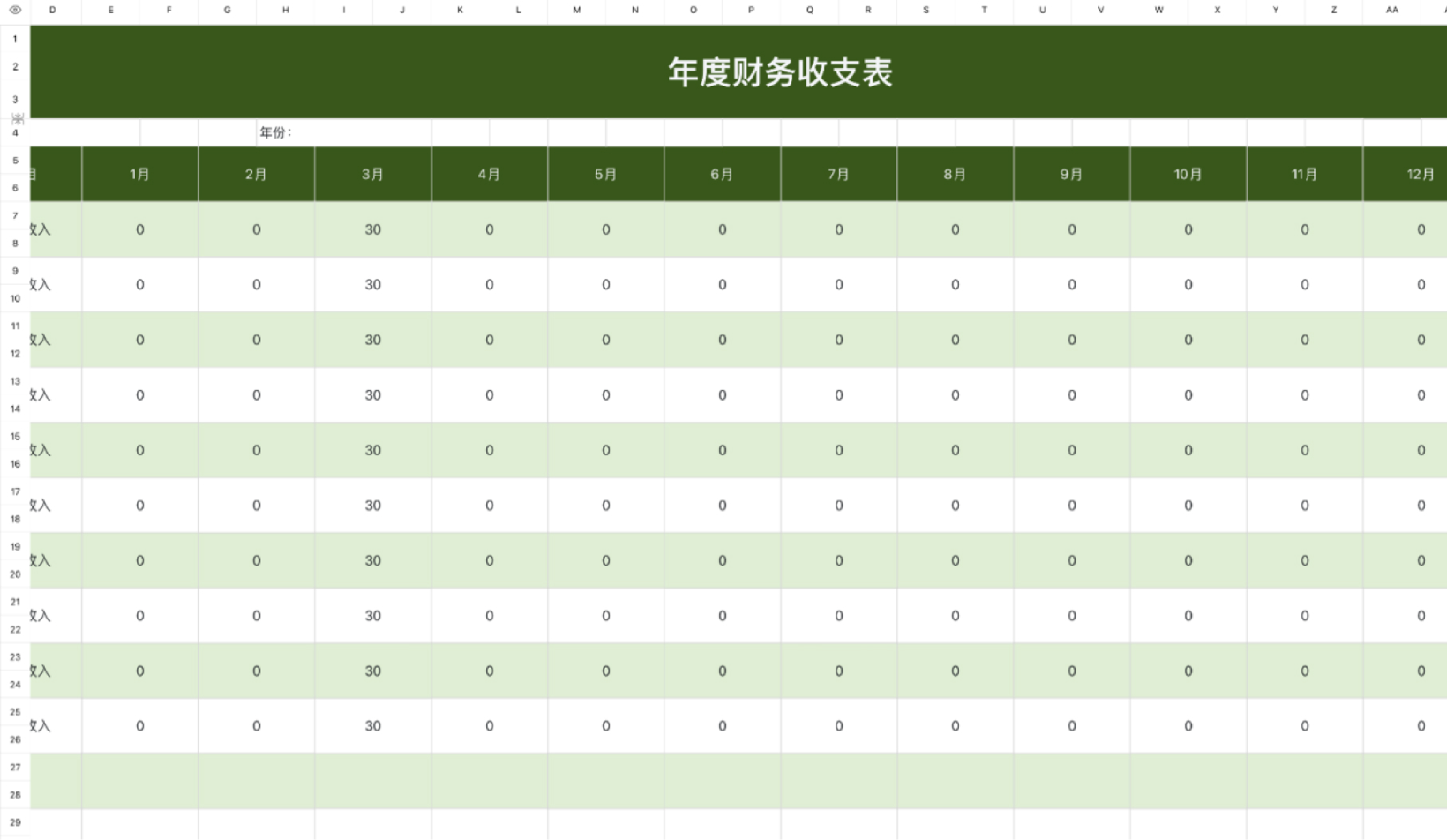 年度财务收支表