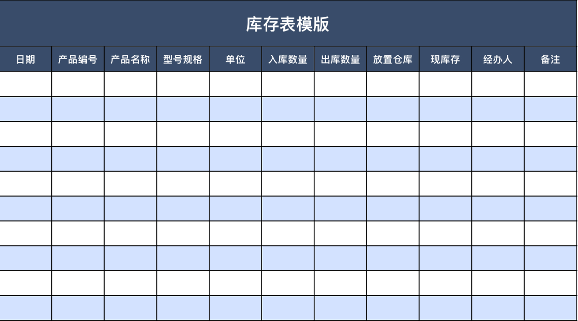库存表模版1