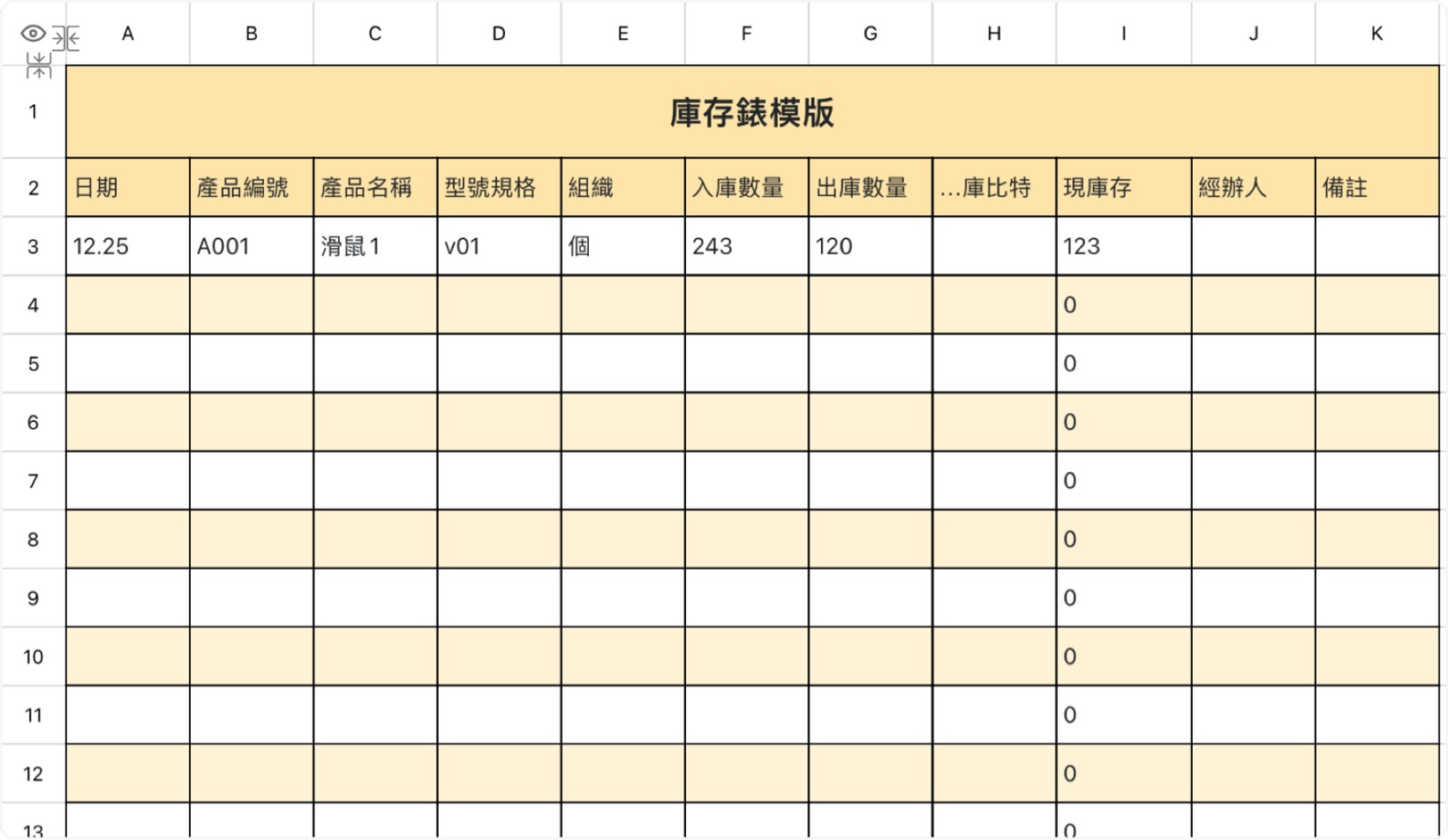 庫存錶模版（自動統計）1