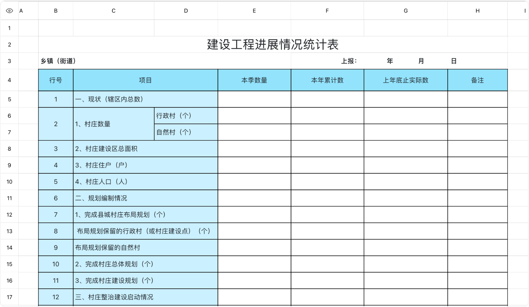 建设工程进展表