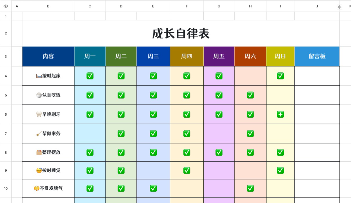 成长自律表