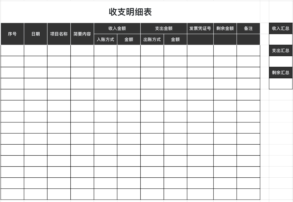 收支明细表