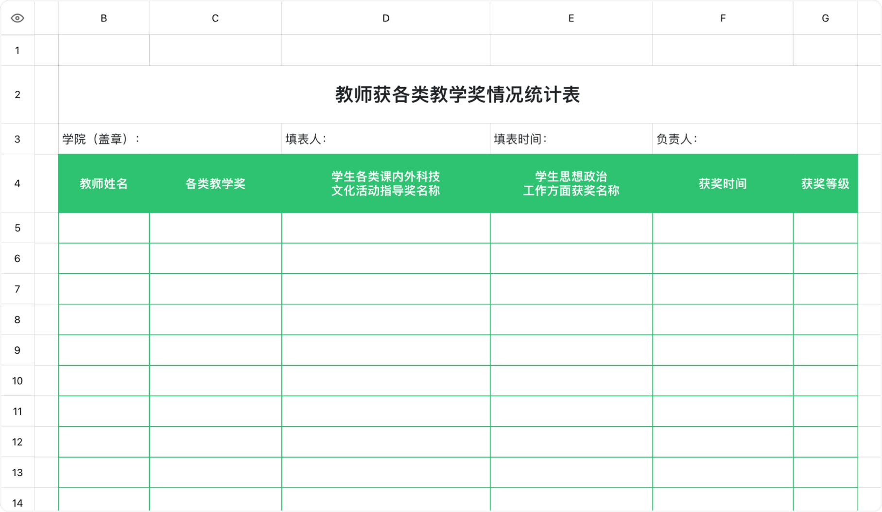 教学奖情况统计表