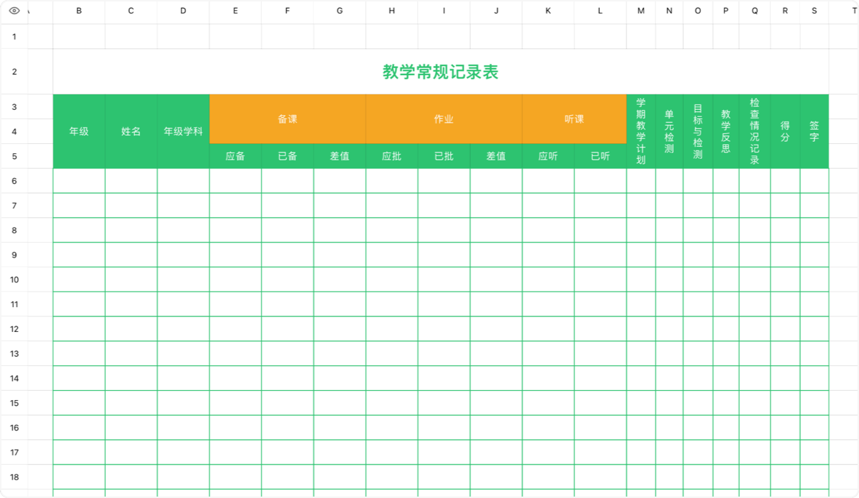 教学常规检查记录表