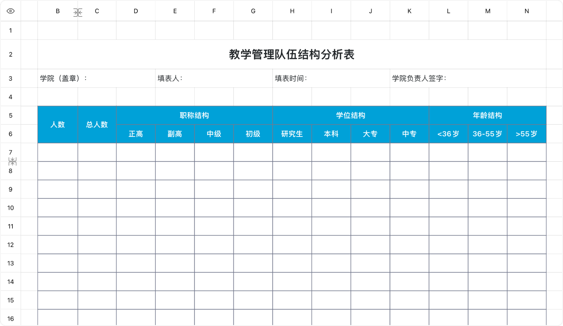 教学管理队伍结构分析表