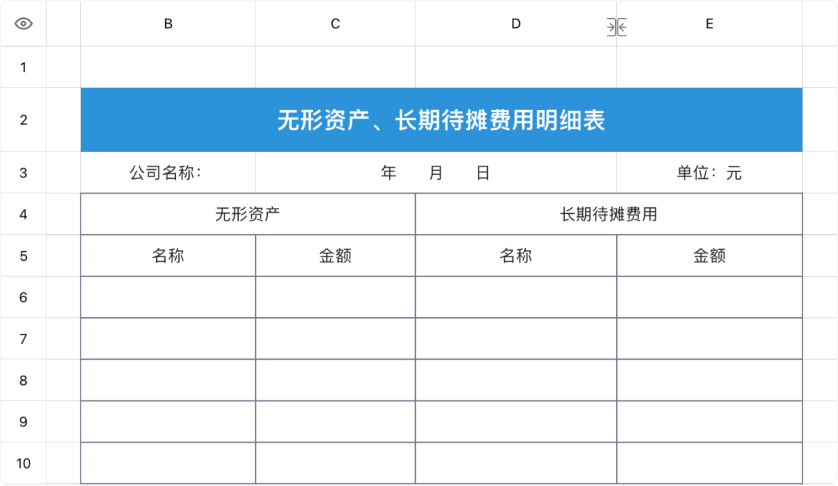 无形资产费用表