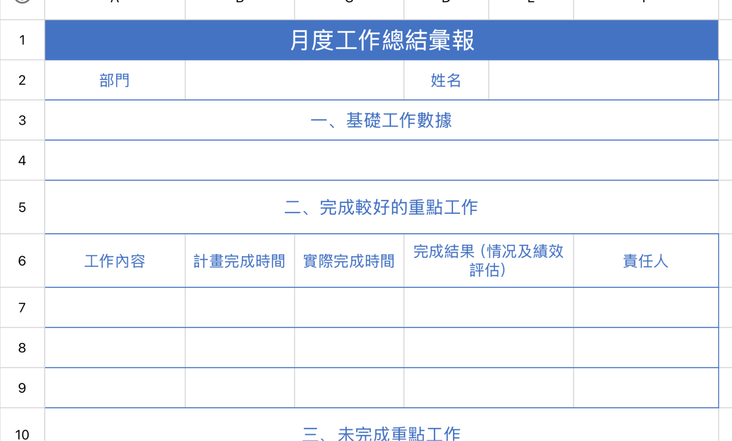 月度工作總結彙報