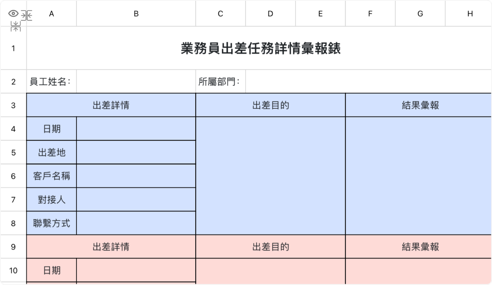 業務員出差任務彙報錶