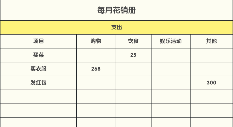 每月花销册