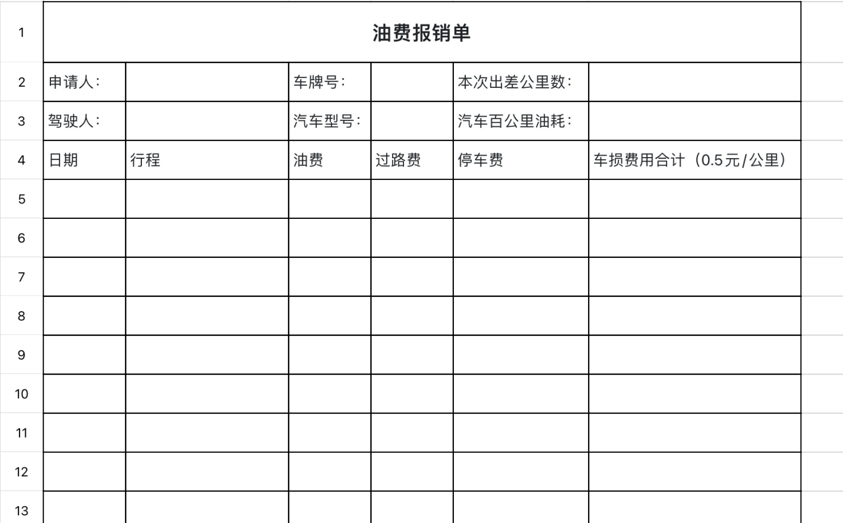 油费报销单