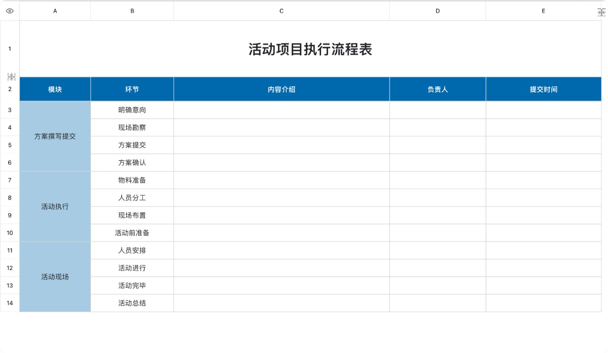 活动项目执行流程表