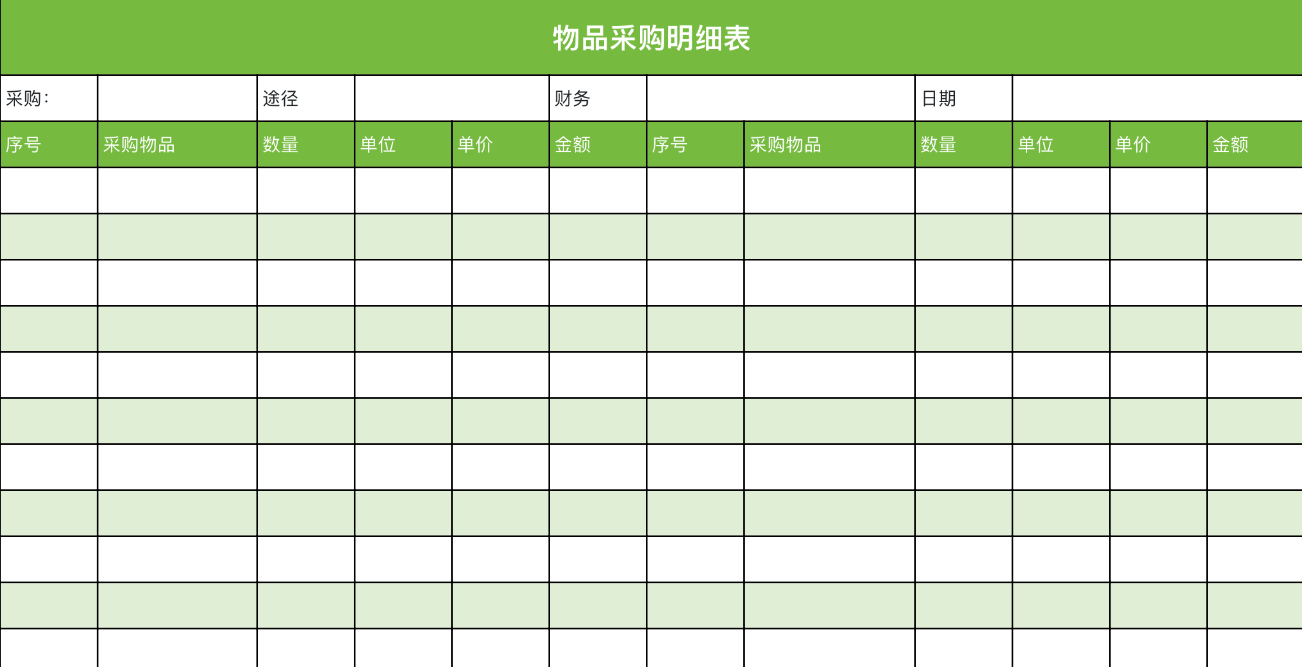 物品采购明细表
