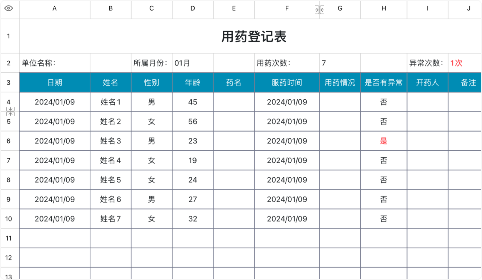 用药登记