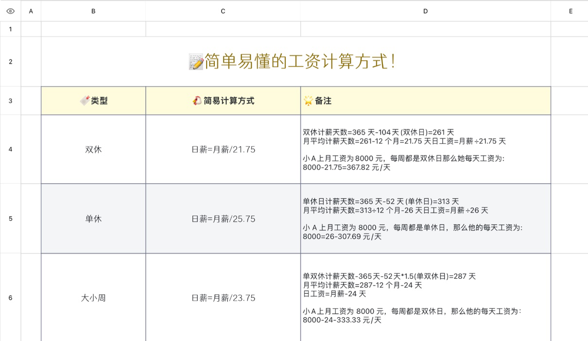 简单易懂的工资计算方式