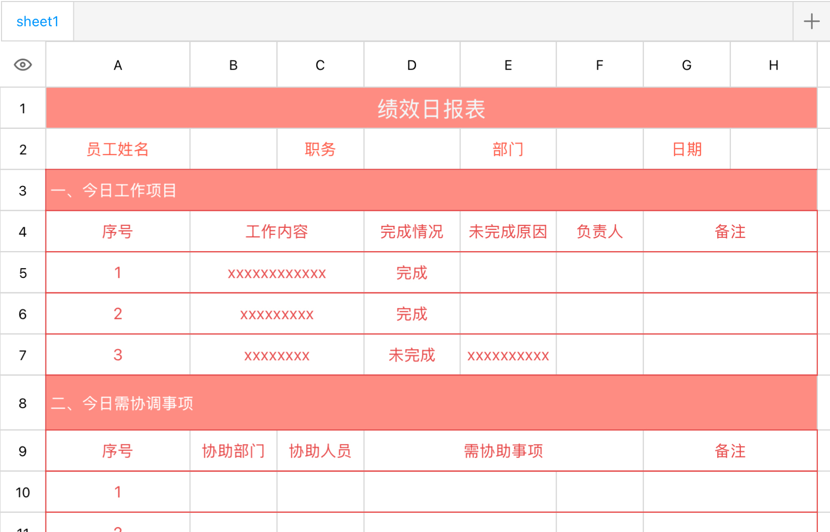 绩效日报表