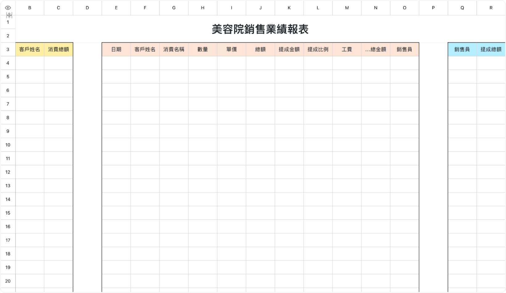 美容院销售业绩报表