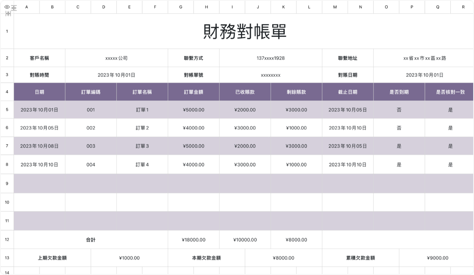 财务对账单1