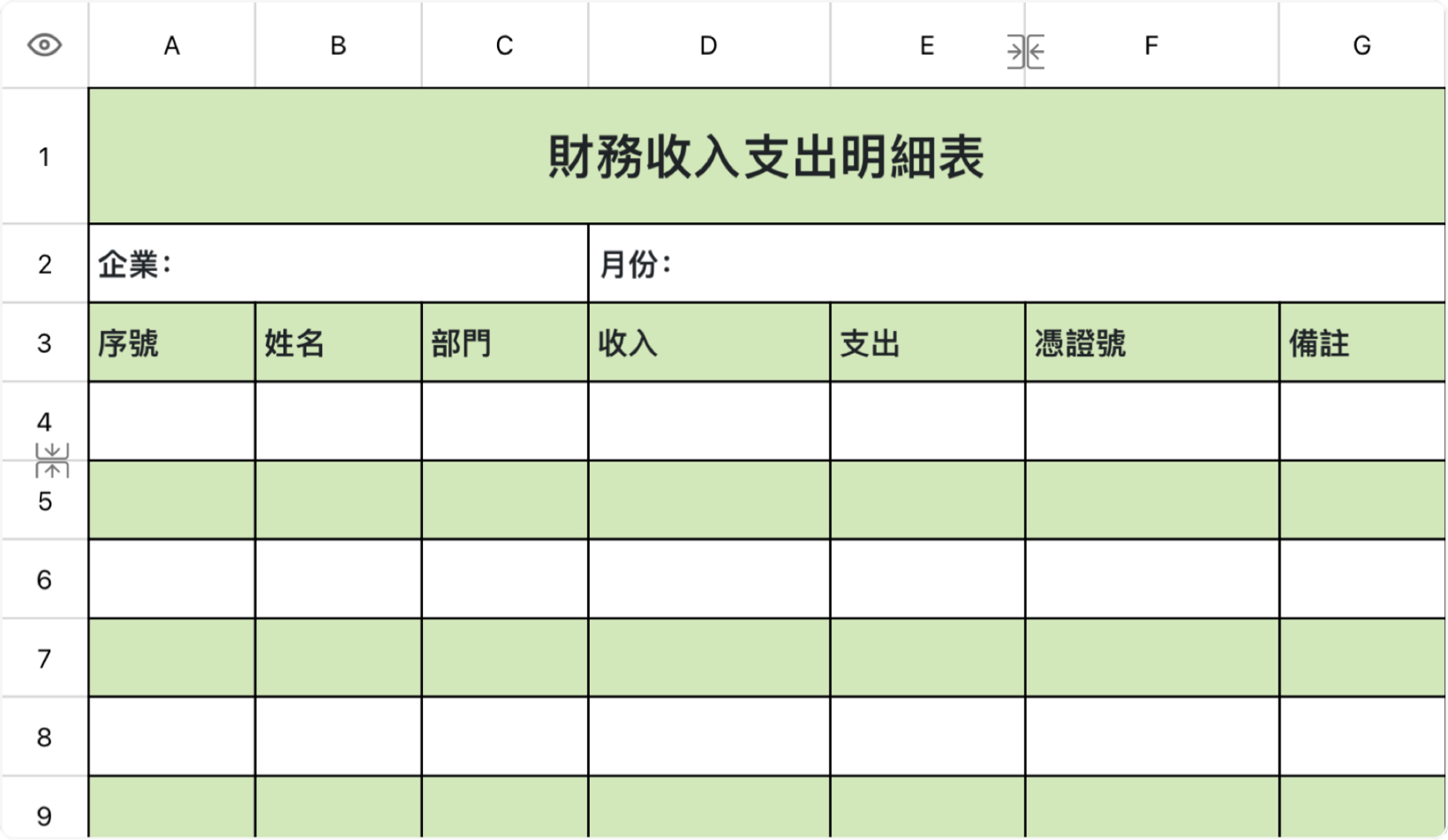 财务收入支出明细表