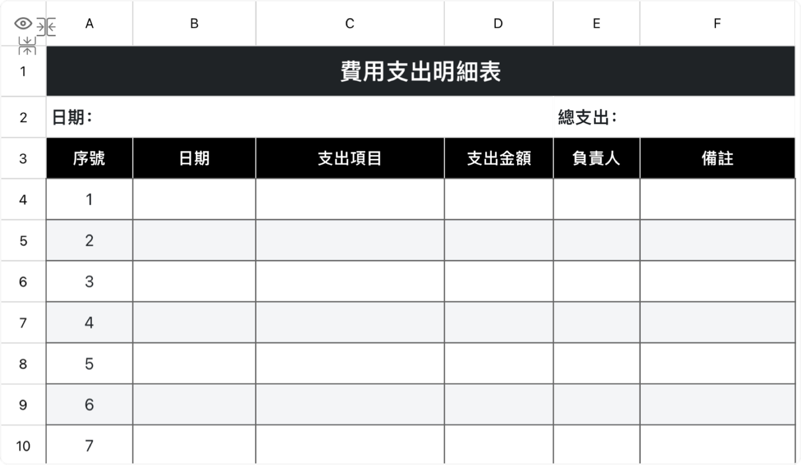费用支出明细表
