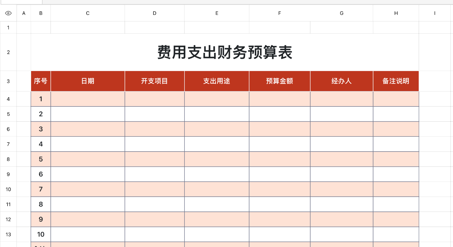 费用支出财务预算表