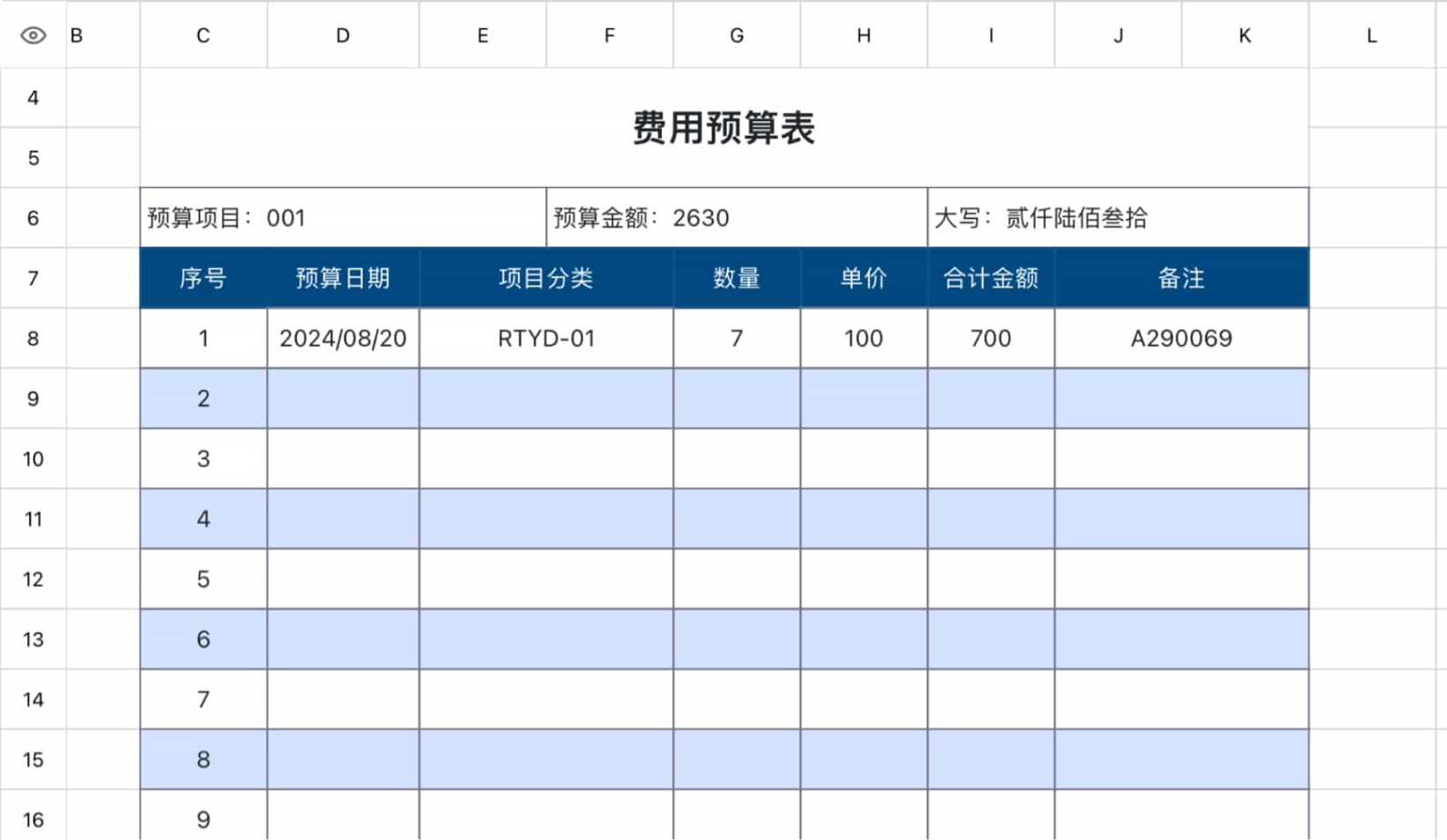 费用预算表1