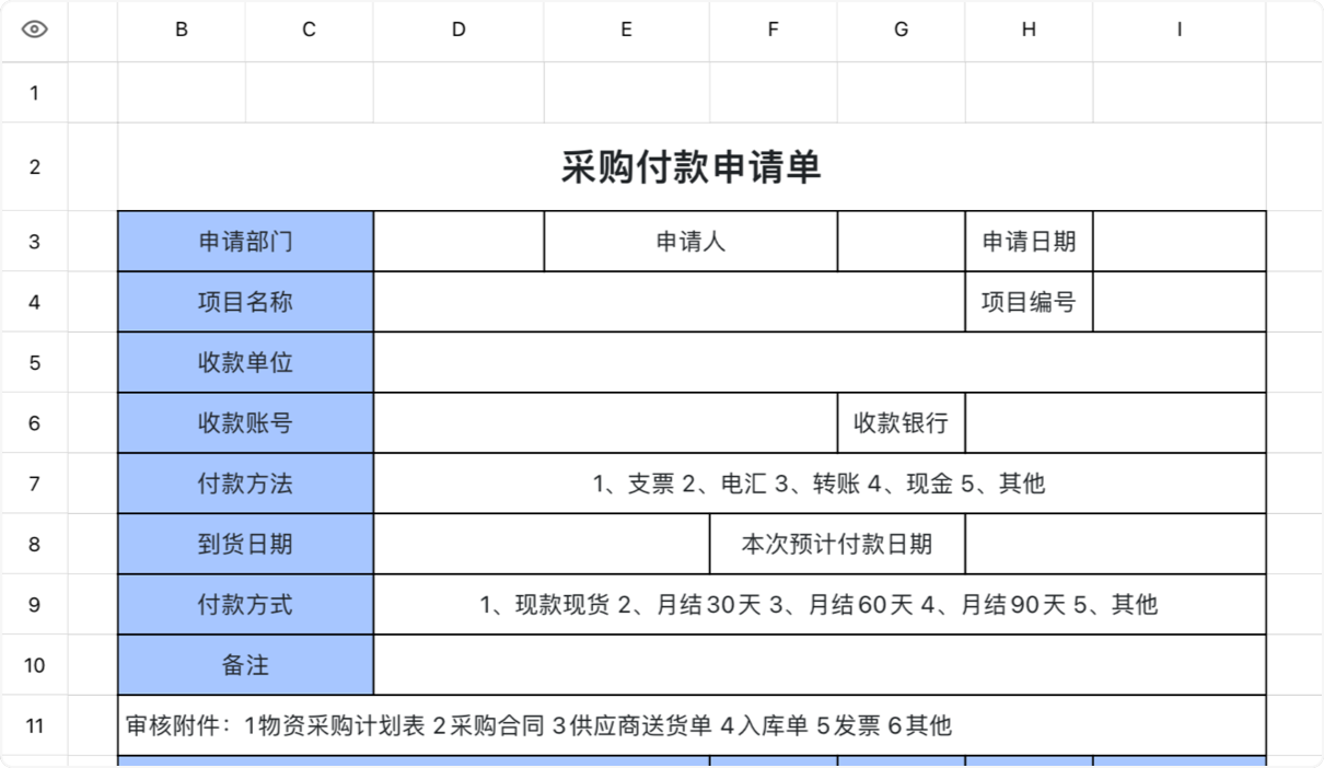 采购付款申请单